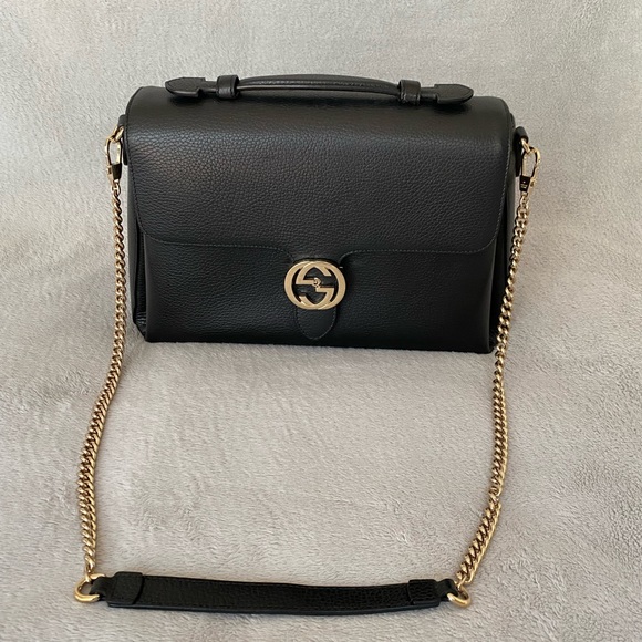 Gucci Dollar Interlocking G top handle leather Bag - black - Picture 2 of 10